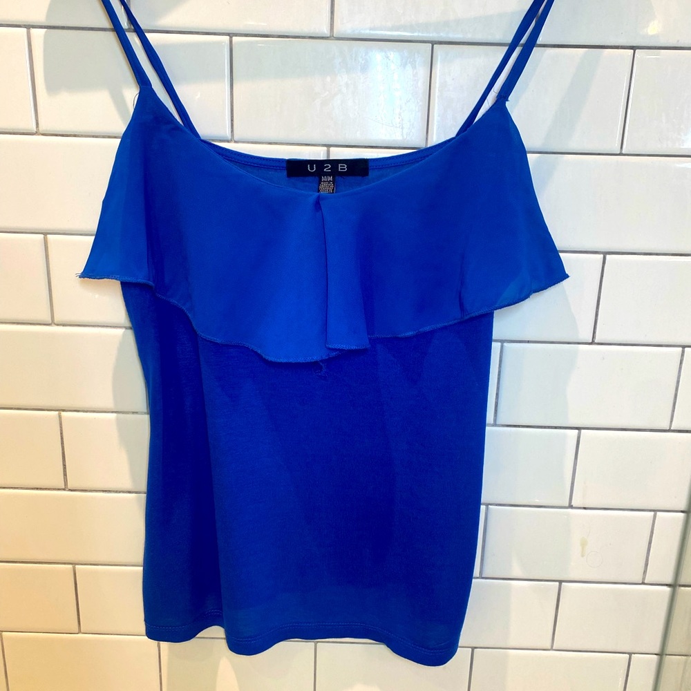Blue Tank with Sheer Detailing